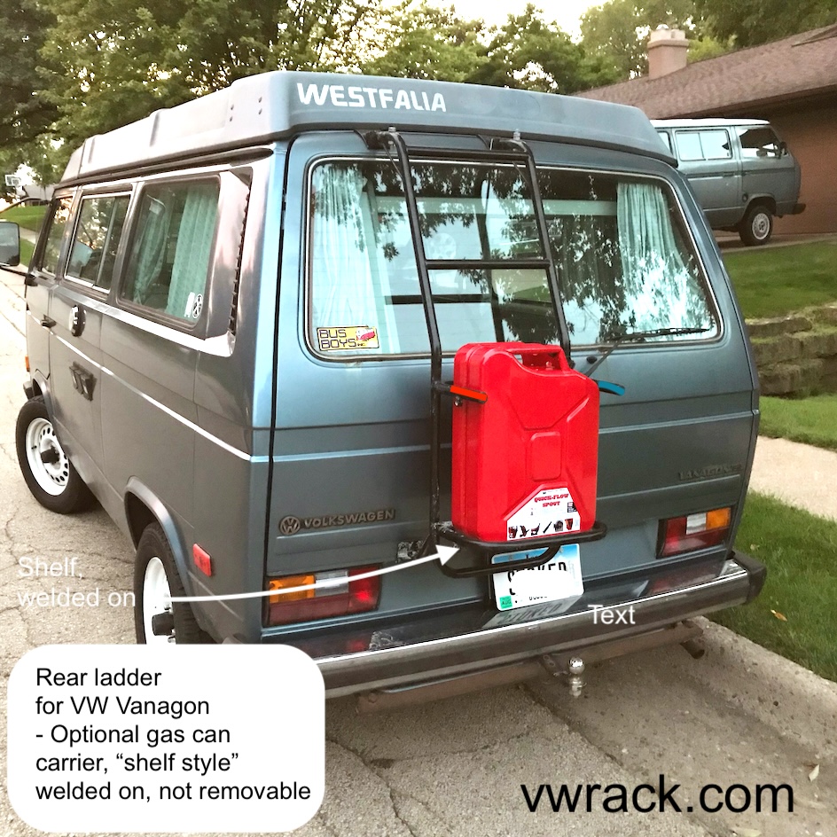 Vanagon Shelf Style gas can carrier