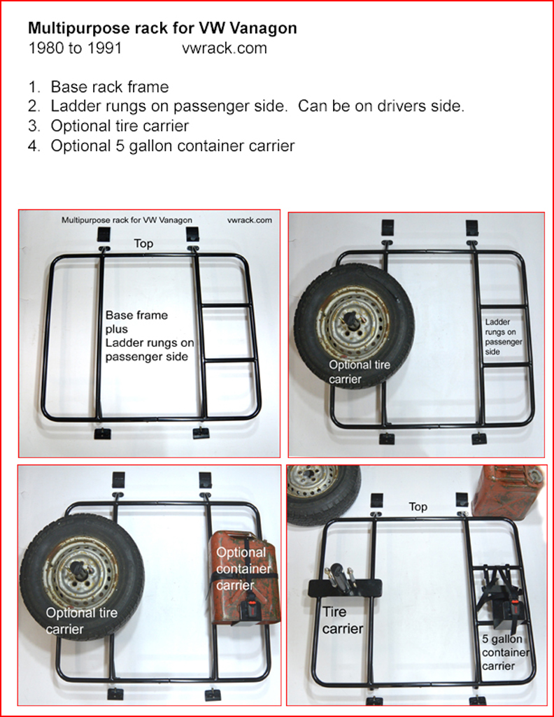 Vanagon Rack tire gas can carrier